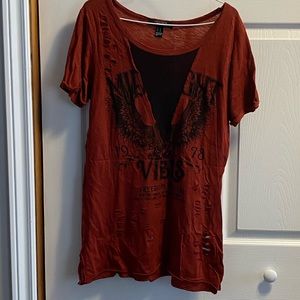 Burnt orange lace front shirt